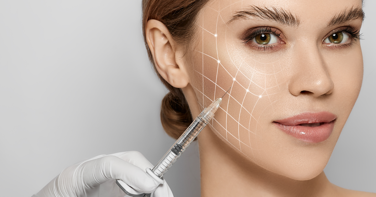 Woman receiving Sculptra facial injection for skin rejuvenation in Tampa, FL clinic